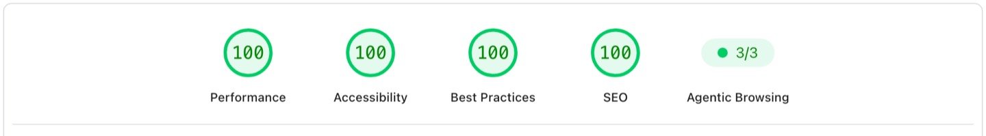 PageSpeed Insights for helloelman.com, mobile: Performance 100, Accessibility 100, Best Practices 100, SEO 100